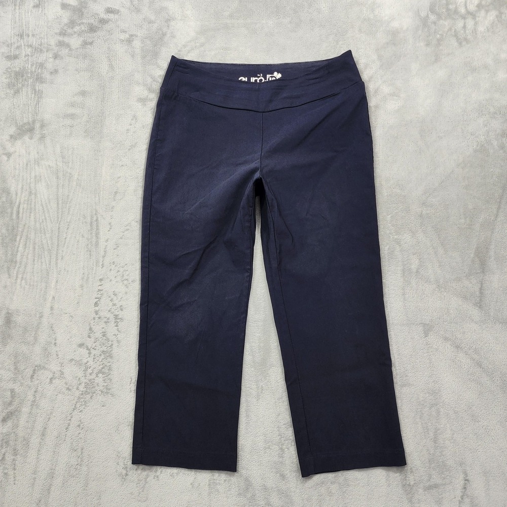 Euro Pants Womens‎ 10 Blue Pull On Mid Rise Crop Capri Stretch Casual Preppy